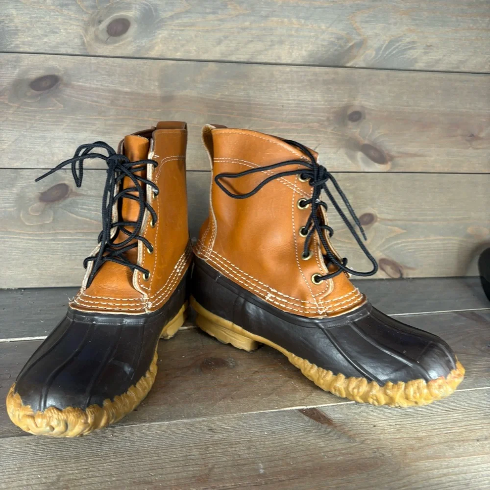 ll bean duck boots womens size 7 shoes brown leather waterproof hunting shoes